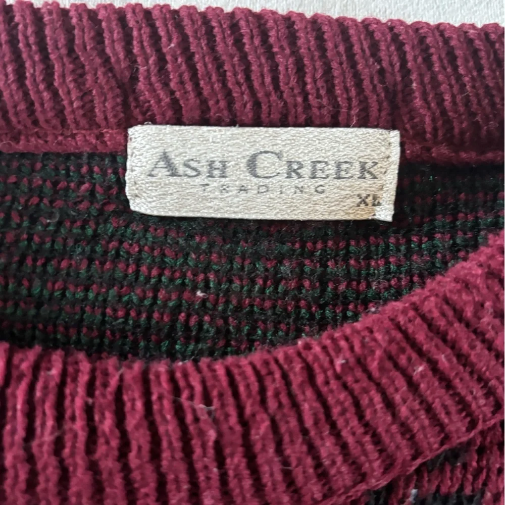 Vintage Ash Creek Geometric Knit Sweater Burgundy Green L